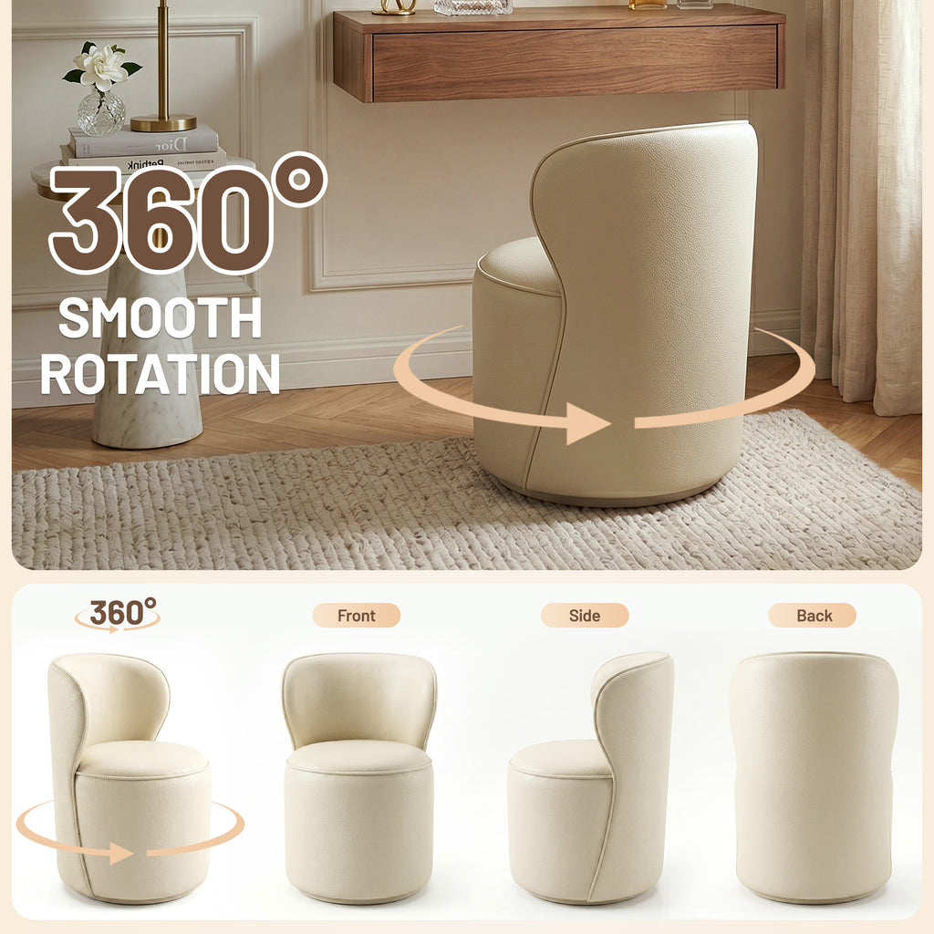 Easthome 360° Swivel Storage Vanity Stool, Hidden Storage Makeup Ottoman Chair for Bedroom, Study, Living Room, Dresser