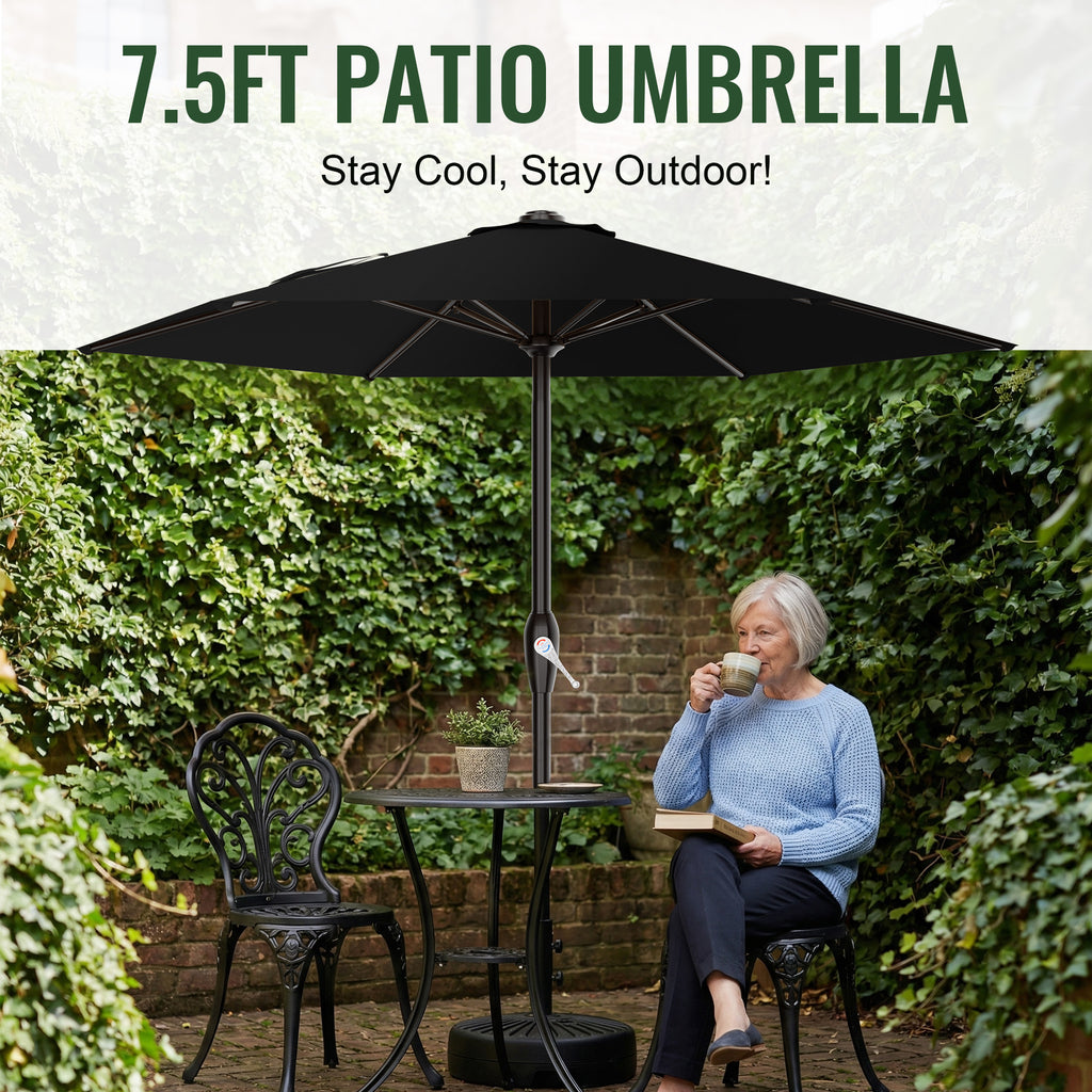 Easthome 7.5' Patio Umbrella Outdoor Table Market Umbrella with Smooth Crank handle, 6 Ribs, Backyard, Poolside, Garden
