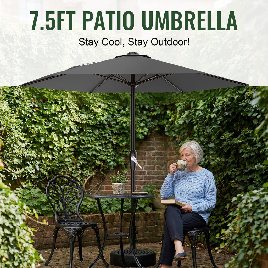 Easthome 7.5' Patio Umbrella Outdoor Table Market Umbrella with Smooth Crank handle, 6 Ribs, Backyard, Poolside, Garden