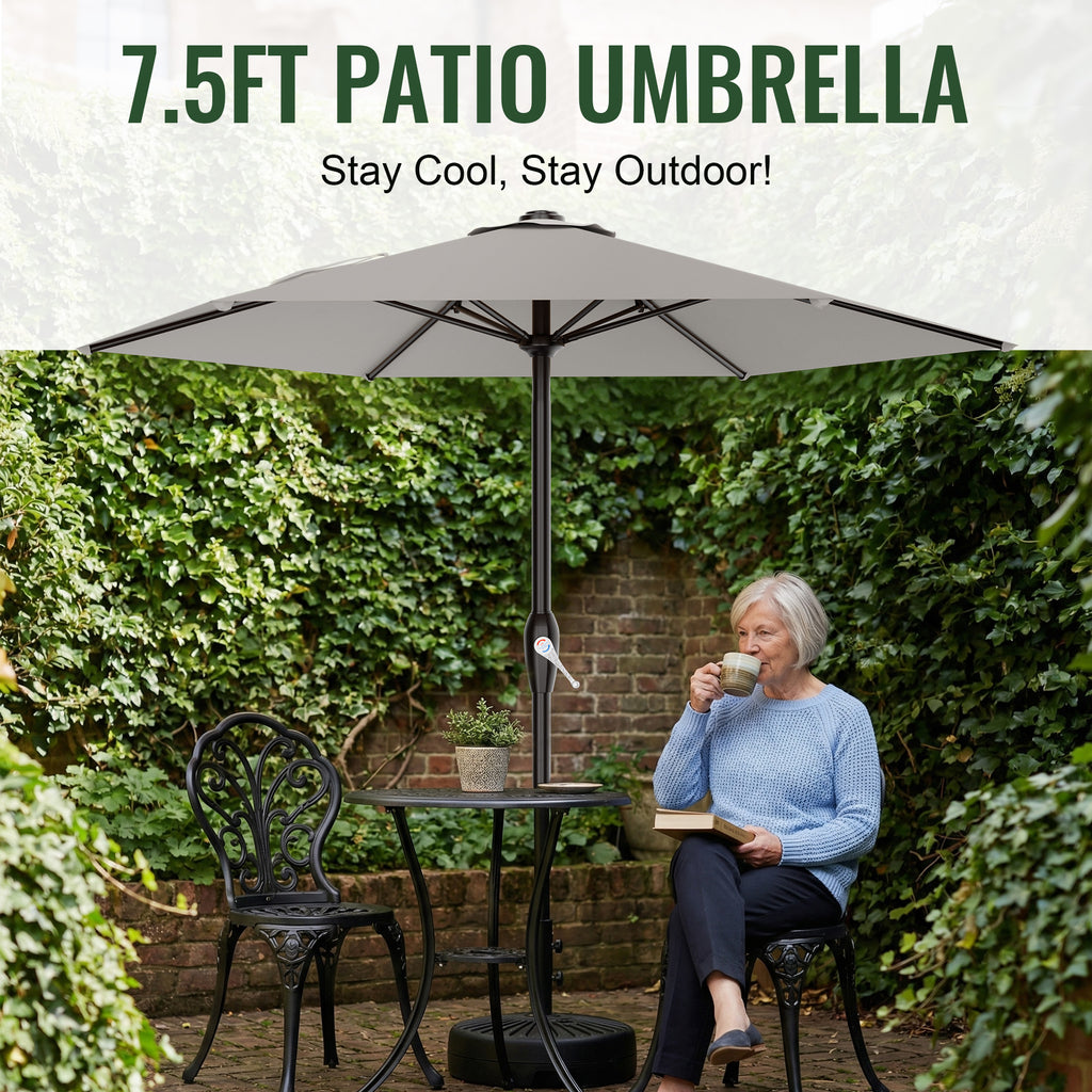 Easthome 7.5' Patio Umbrella Outdoor Table Market Umbrella with Smooth Crank handle, 6 Ribs, Backyard, Poolside, Garden