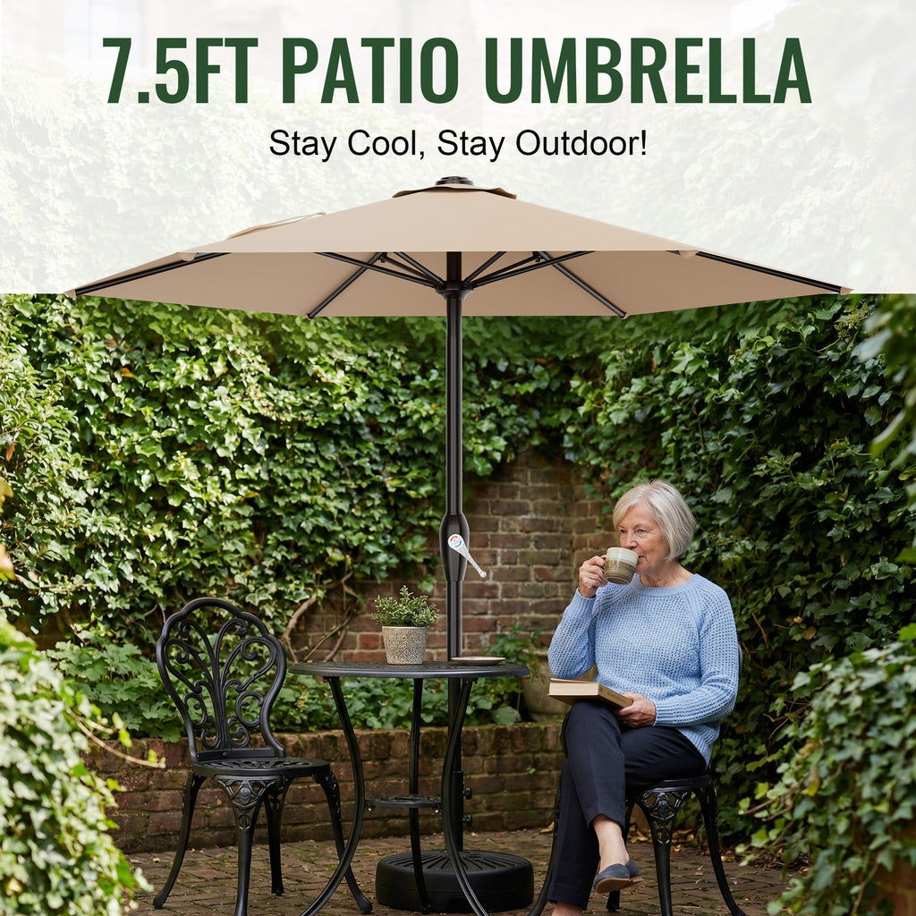 Easthome 7.5' Patio Umbrella Outdoor Table Market Umbrella with Smooth Crank handle, 6 Ribs, Backyard, Poolside, Garden