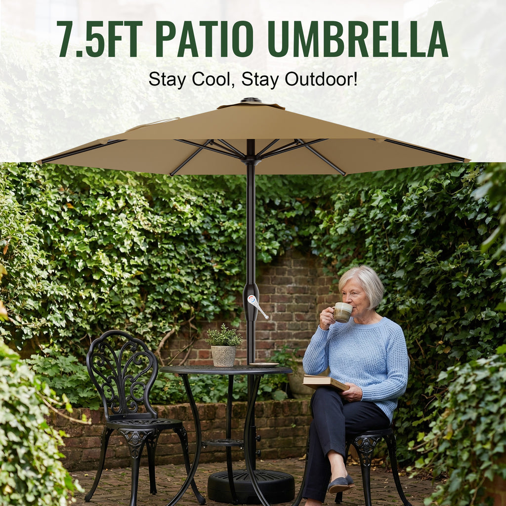 Easthome 7.5' Patio Umbrella Outdoor Table Market Umbrella with Smooth Crank handle, 6 Ribs, Backyard, Poolside, Garden