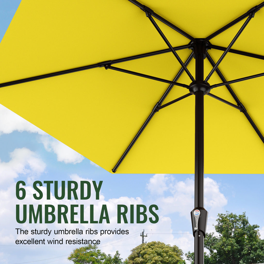 Easthome 9ft Patio Umbrella with Crank Lift System & 6 Sturdy Ribs Waterproof, Patio Table Umbrella Perfect for Poolside, Terrace, Beach and Outdoor Restaurant