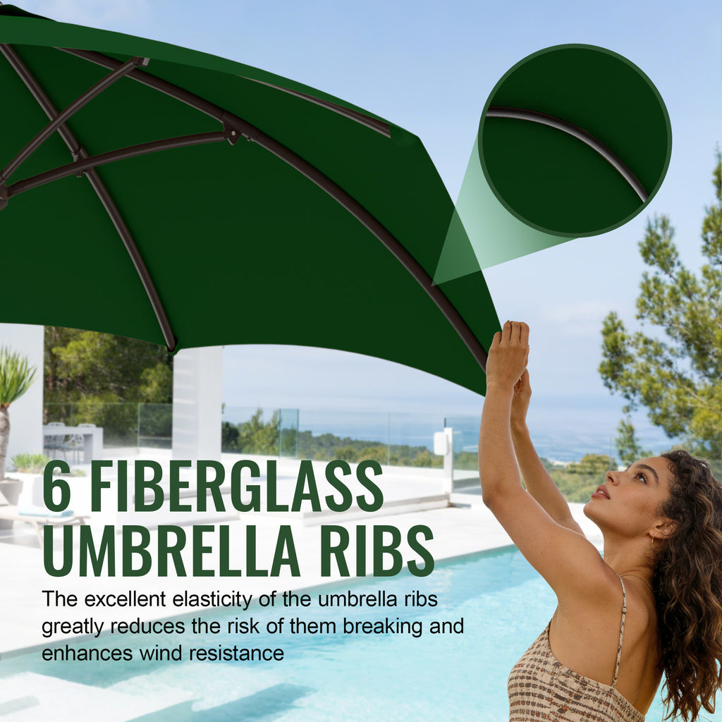 Easthome 7.5' Patio Umbrella Outdoor Table Market Umbrella with Smooth Crank handle, 6 Ribs, Backyard, Poolside, Garden