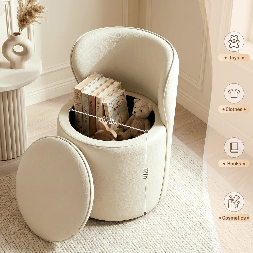 Easthome 360° Swivel Storage Vanity Stool, Hidden Storage Makeup Ottoman Chair for Bedroom, Study, Living Room, Dresser