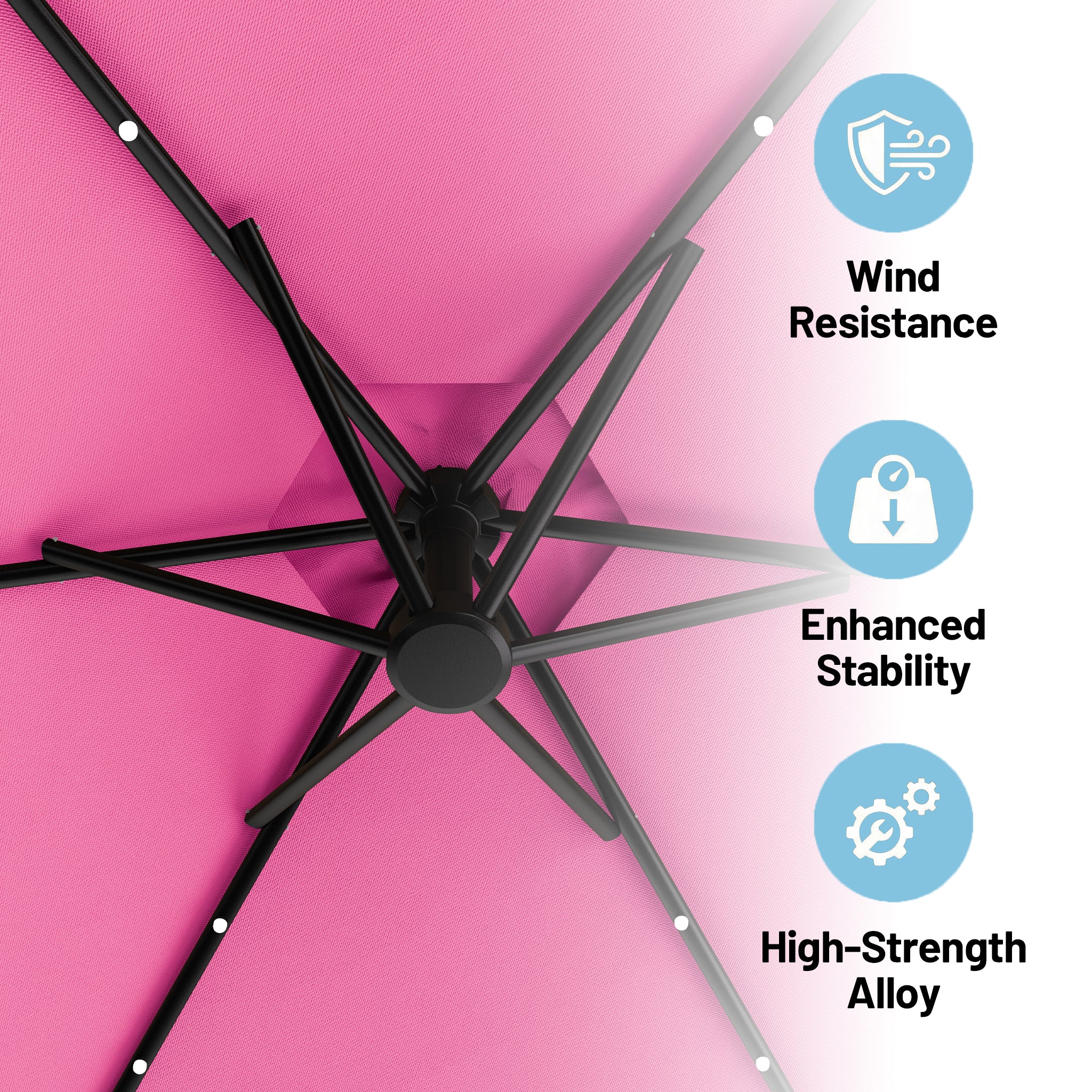 Easthome 10ft Solar LED Offset Hanging Market Patio Umbrella for Backyard, Poolside, Lawn and Garden w/Easy Tilt Adjustment, Polyester Shade, 6 Ribs