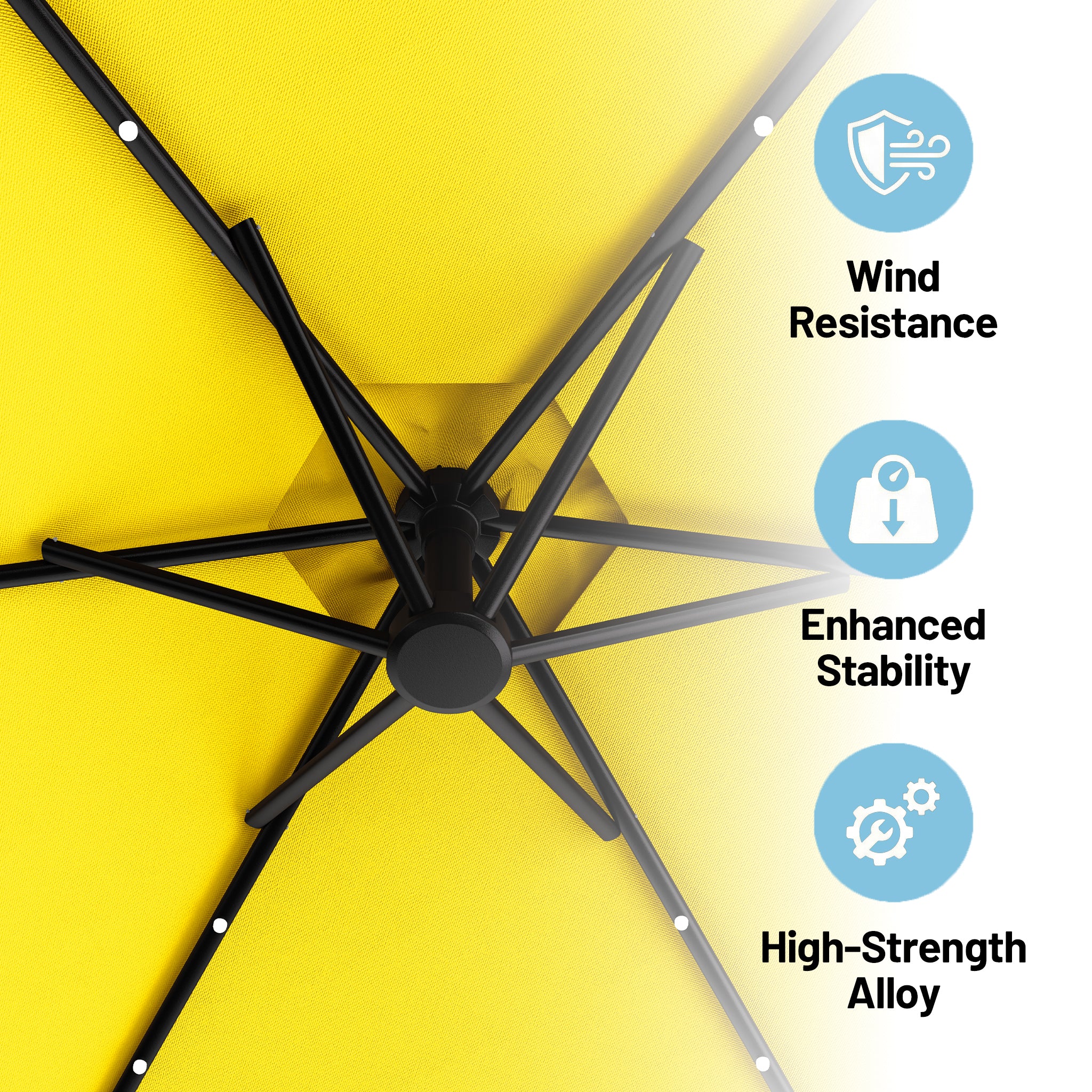 Easthome 10ft Solar LED Offset Hanging Market Patio Umbrella for Backyard, Poolside, Lawn and Garden w/Easy Tilt Adjustment, Polyester Shade, 6 Ribs