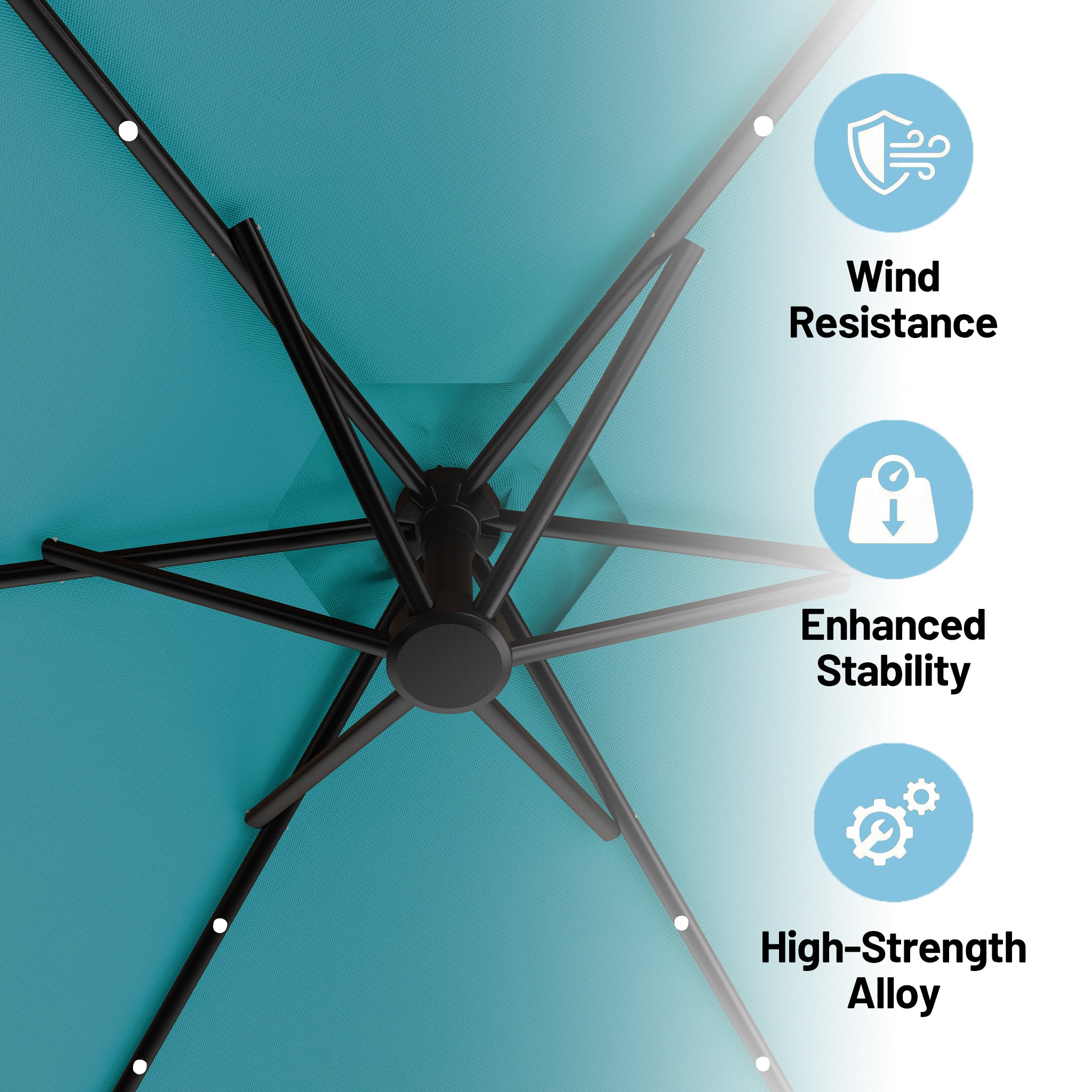 Easthome 10ft Solar LED Offset Hanging Market Patio Umbrella for Backyard, Poolside, Lawn and Garden w/Easy Tilt Adjustment, Polyester Shade, 6 Ribs