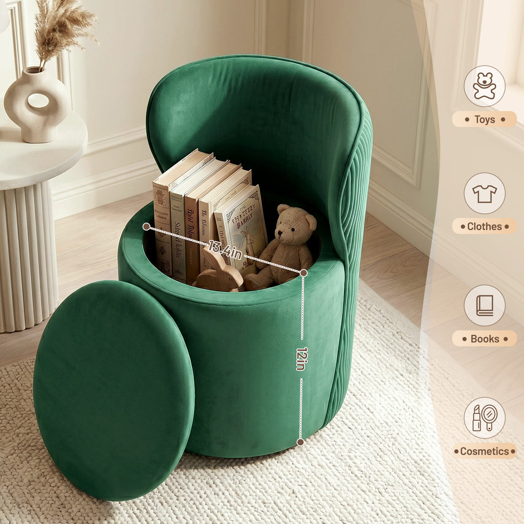 Easthome 360° Swivel Storage Vanity Stool, Hidden Storage Makeup Ottoman Chair for Bedroom, Study, Living Room, Dresser