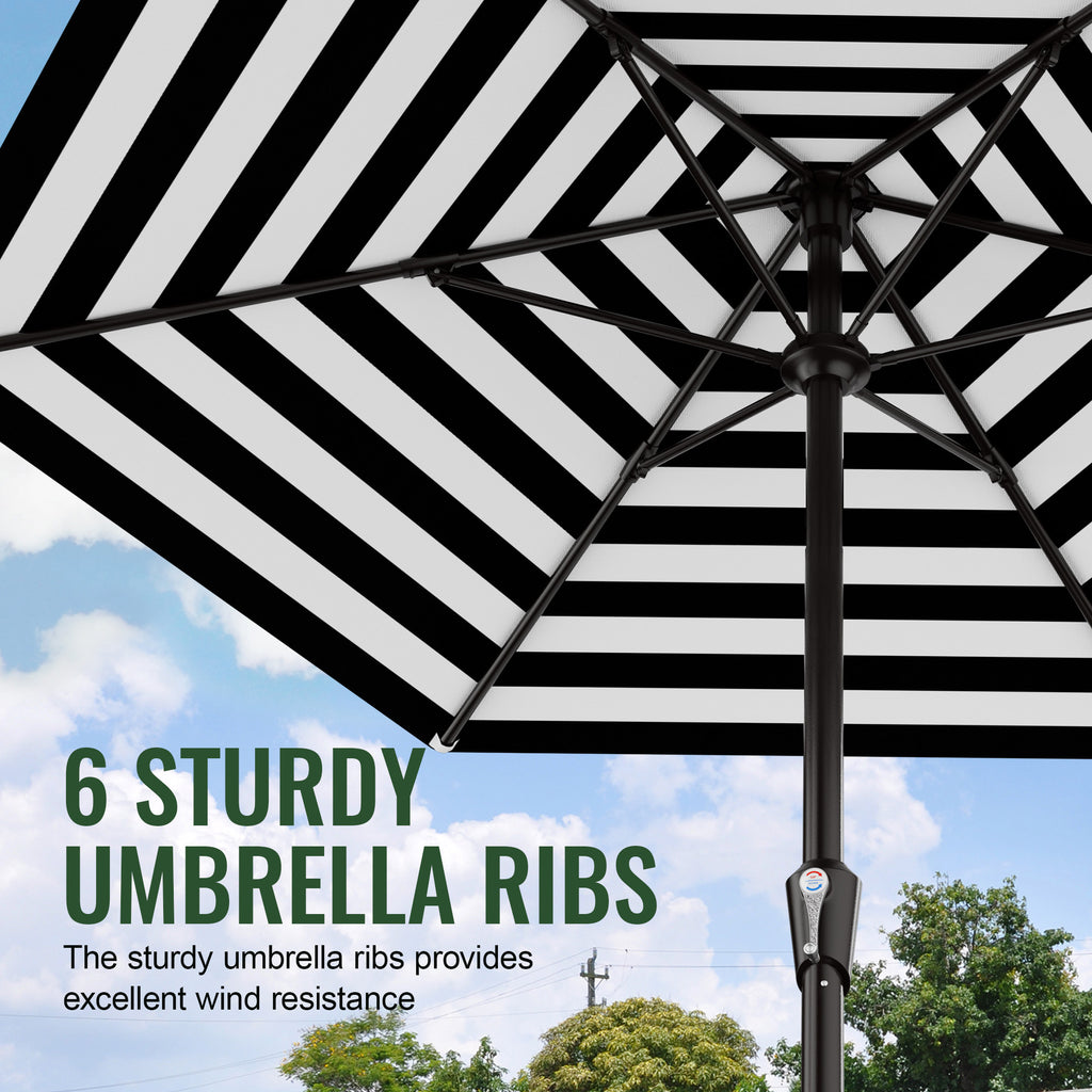 Easthome 9ft Patio Umbrella with Crank Lift System & 6 Sturdy Ribs Waterproof, Patio Table Umbrella Perfect for Poolside, Terrace, Beach and Outdoor Restaurant