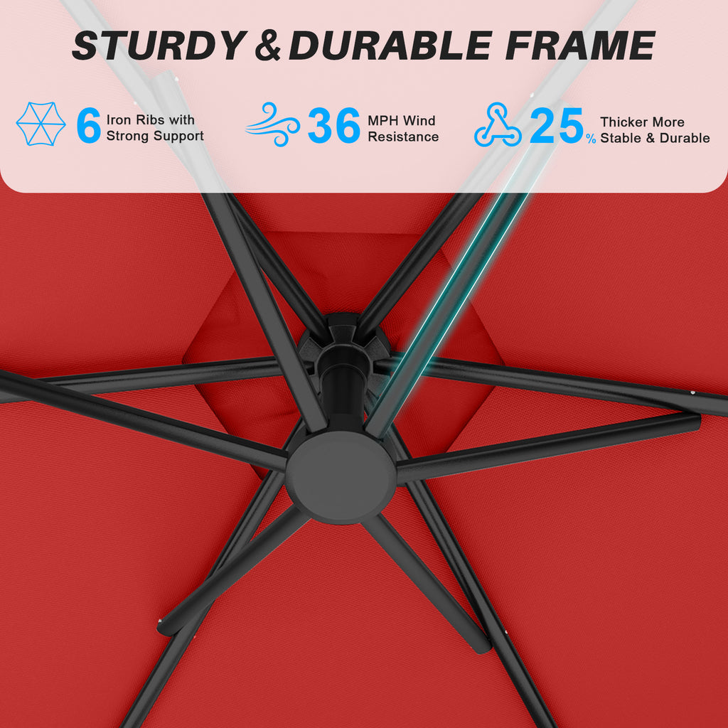 Easthome 10ft Offset Hanging Market Patio Umbrella for Backyard, Poolside, Lawn and Garden w/Easy Tilt Adjustment, Polyester Shade, 6 Ribs