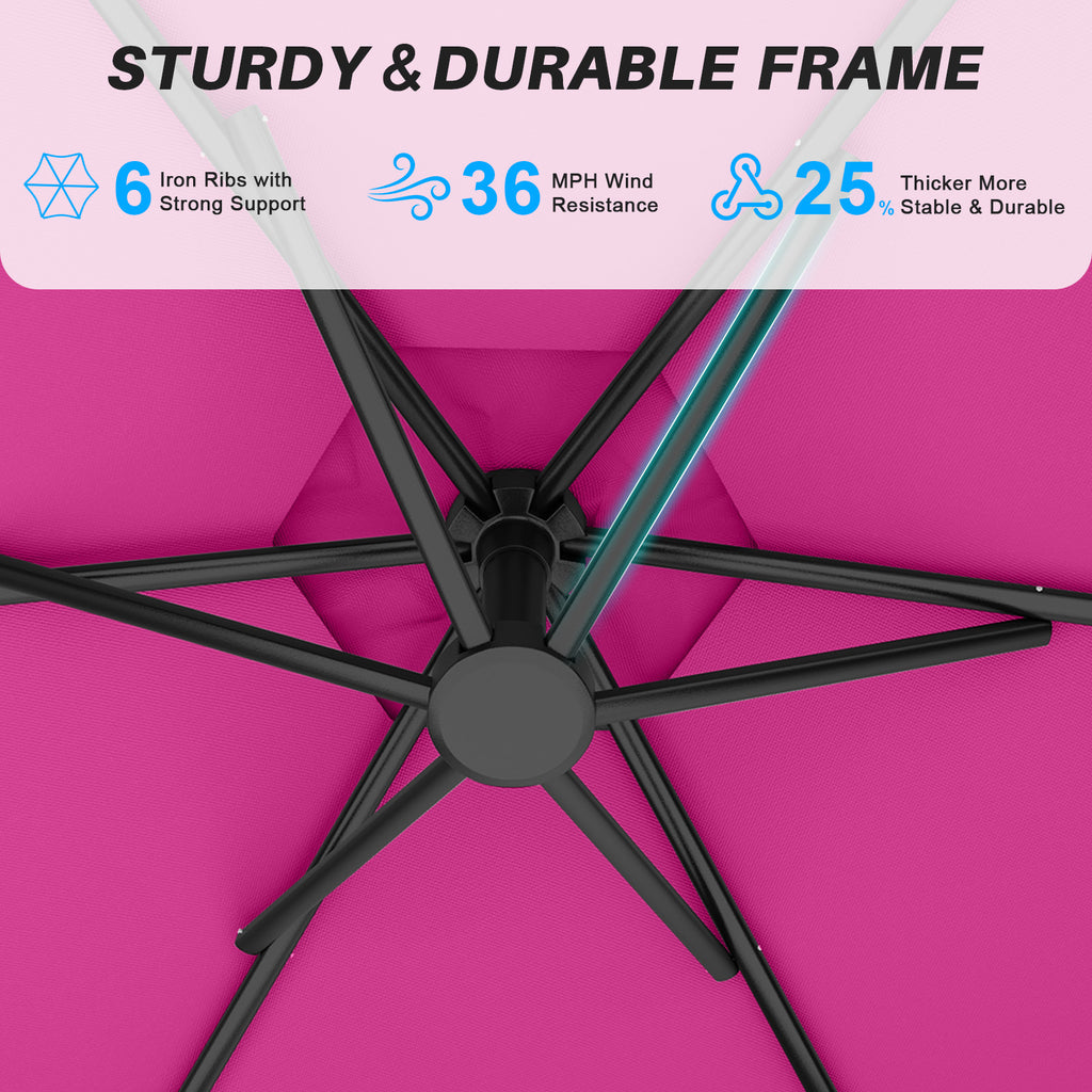 Easthome 10ft Offset Hanging Market Patio Umbrella for Backyard, Poolside, Lawn and Garden w/Easy Tilt Adjustment, Polyester Shade, 6 Ribs