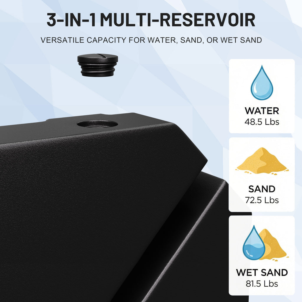 Easthome 4-Pack Heavy Duty Cantilever Umbrella Base with U-Lock, Offset Patio Market Stand - Square Weighted Base for Outdoor Umbrellas, Fill with Water or Sand for Stability