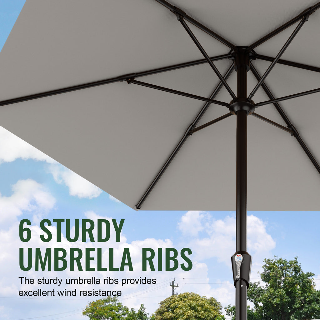 Easthome 9ft Patio Umbrella with Crank Lift System & 6 Sturdy Ribs Waterproof, Patio Table Umbrella Perfect for Poolside, Terrace, Beach and Outdoor Restaurant