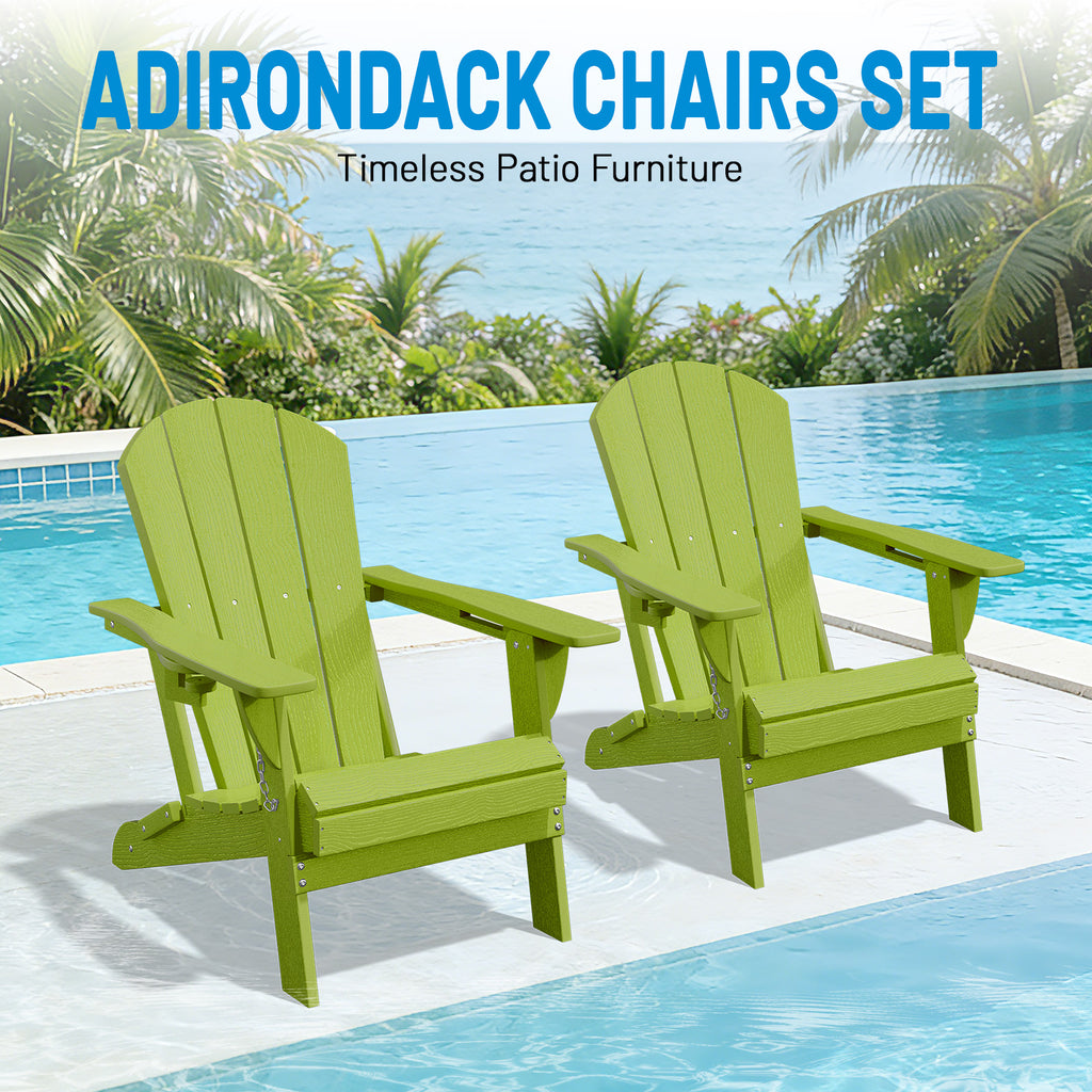 Easthome Adirondack Chair, HDPE All-Weather Outdoor Patio Lounge Chair with Cup Holder & 380lb Capacity for Deck, Garden, Poolside, Backyard