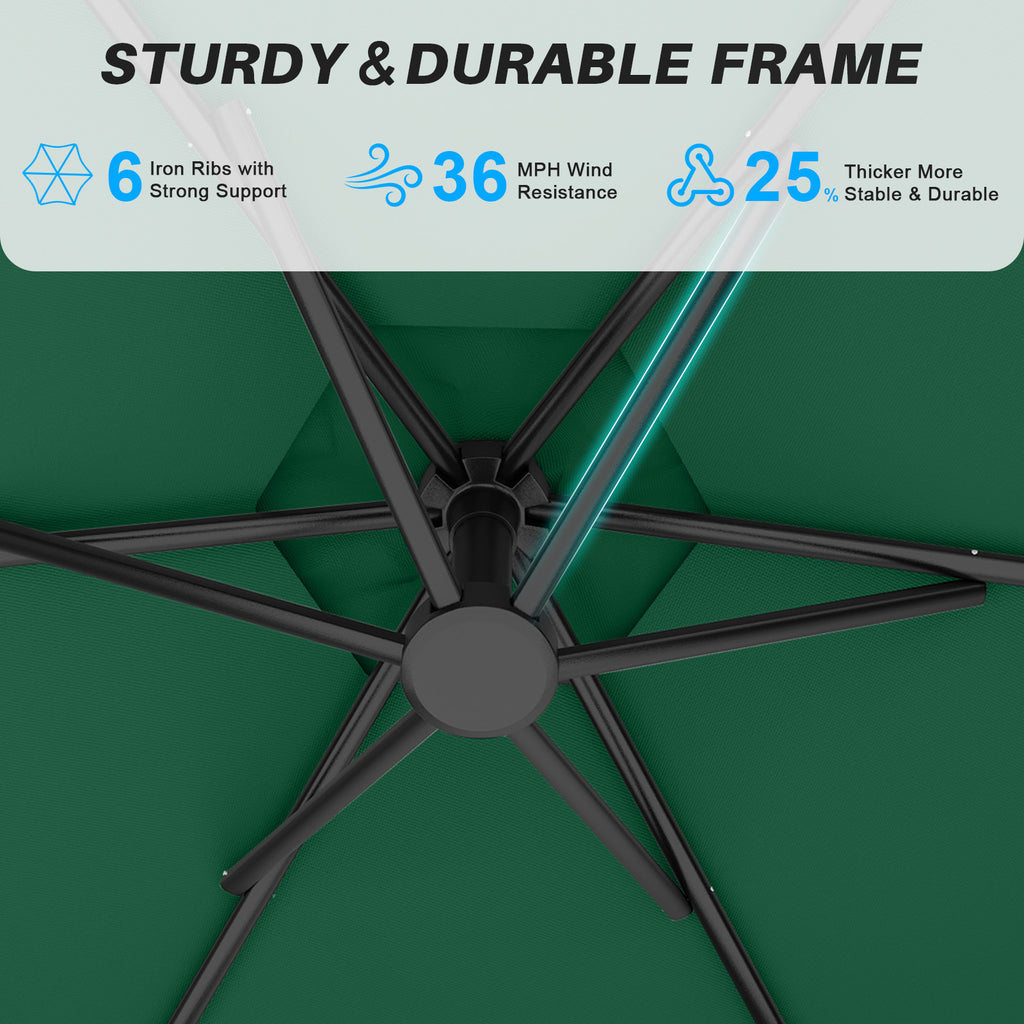 Easthome 10ft Offset Hanging Market Patio Umbrella for Backyard, Poolside, Lawn and Garden w/Easy Tilt Adjustment, Polyester Shade, 6 Ribs