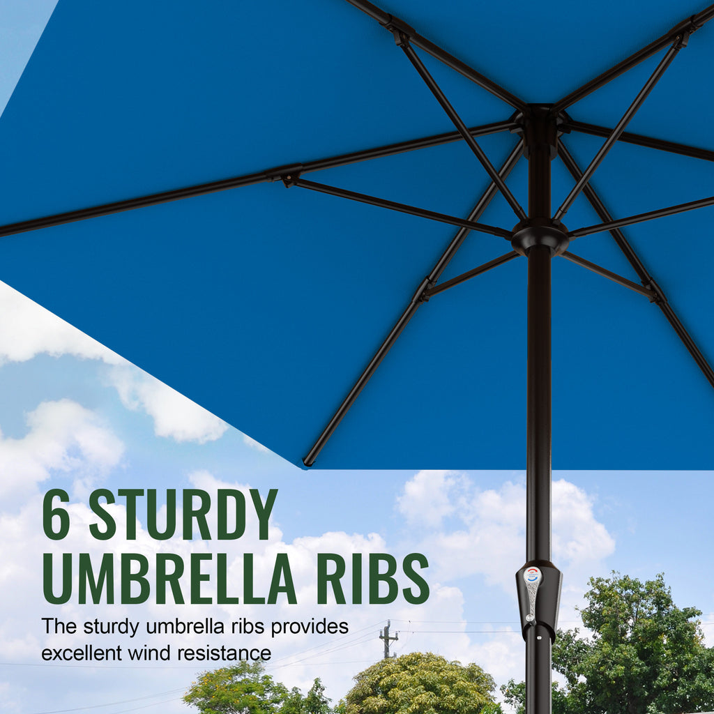 Easthome 9ft Patio Umbrella with Crank Lift System & 6 Sturdy Ribs Waterproof, Patio Table Umbrella Perfect for Poolside, Terrace, Beach and Outdoor Restaurant