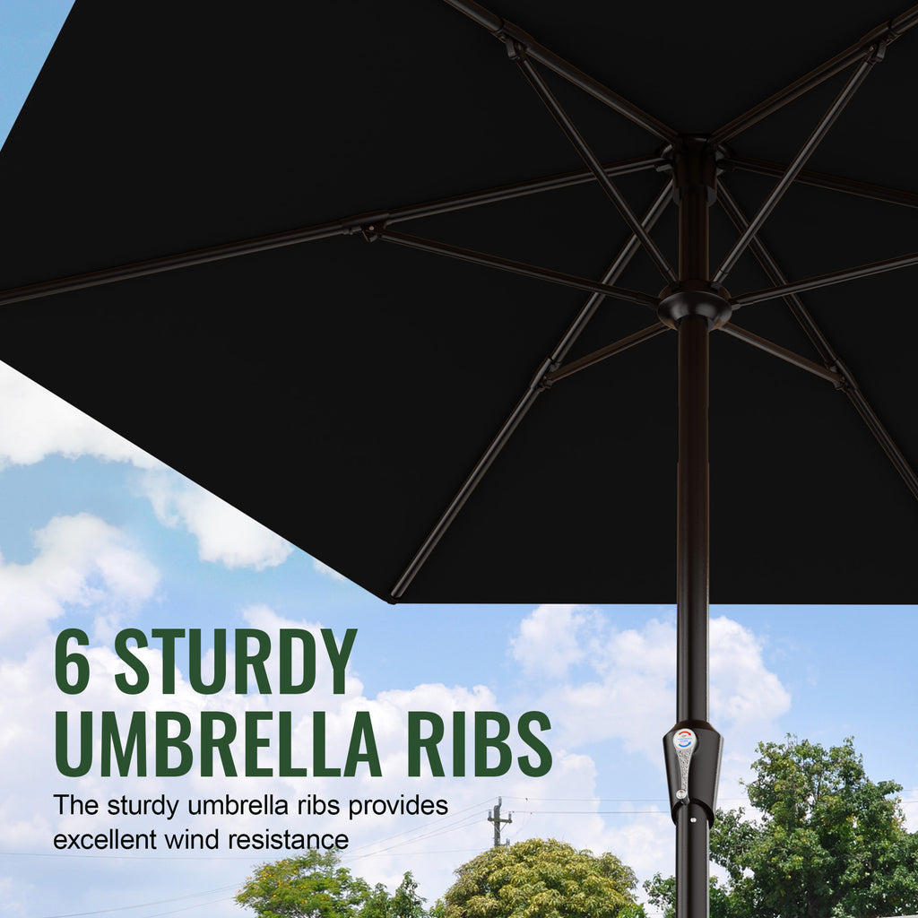 Easthome 9ft Patio Umbrella with Crank Lift System & 6 Sturdy Ribs Waterproof, Patio Table Umbrella Perfect for Poolside, Terrace, Beach and Outdoor Restaurant