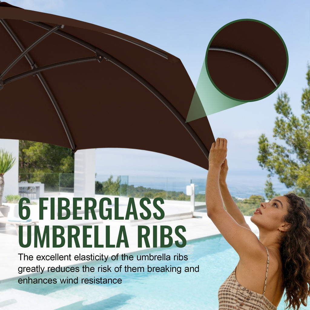 Easthome 7.5' Patio Umbrella Outdoor Table Market Umbrella with Smooth Crank handle, 6 Ribs, Backyard, Poolside, Garden