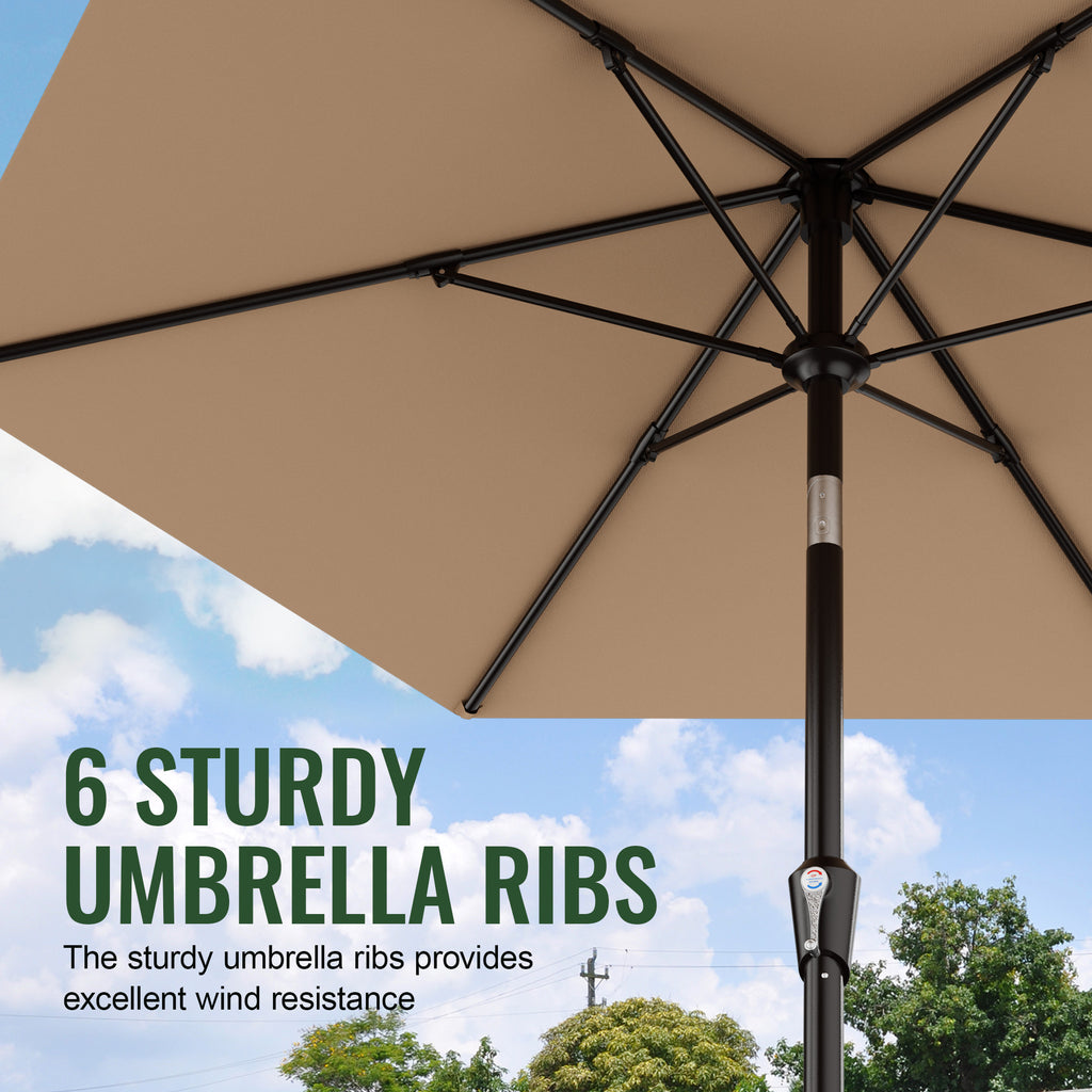 Easthome 9ft Patio Umbrella with Crank Lift System & 6 Sturdy Ribs Waterproof, Patio Table Umbrella Perfect for Poolside, Terrace, Beach and Outdoor Restaurant