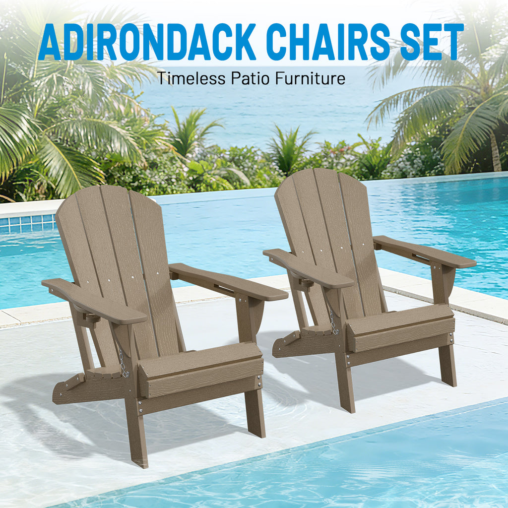 Easthome Adirondack Chair, HDPE All-Weather Outdoor Patio Lounge Chair with Cup Holder & 380lb Capacity for Deck, Garden, Poolside, Backyard