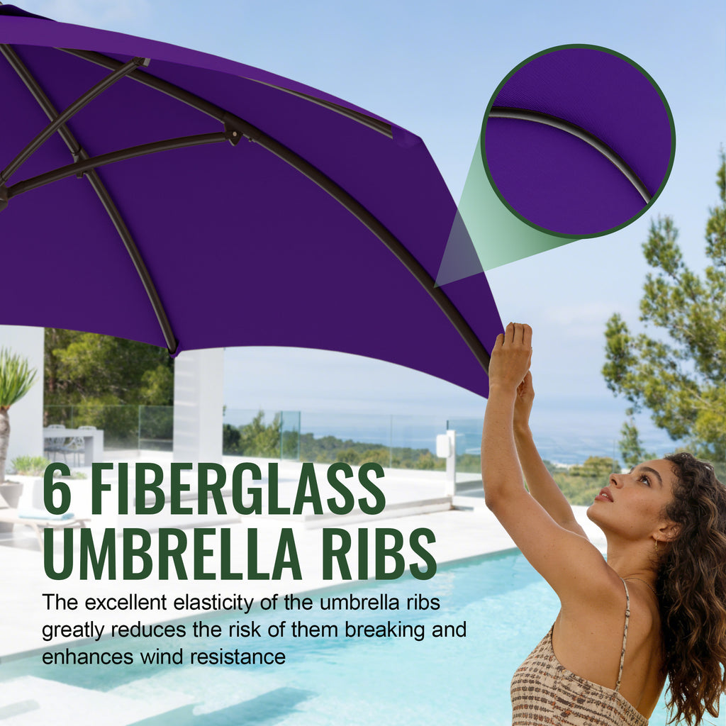 Easthome 7.5' Patio Umbrella Outdoor Table Market Umbrella with Smooth Crank handle, 6 Ribs, Backyard, Poolside, Garden