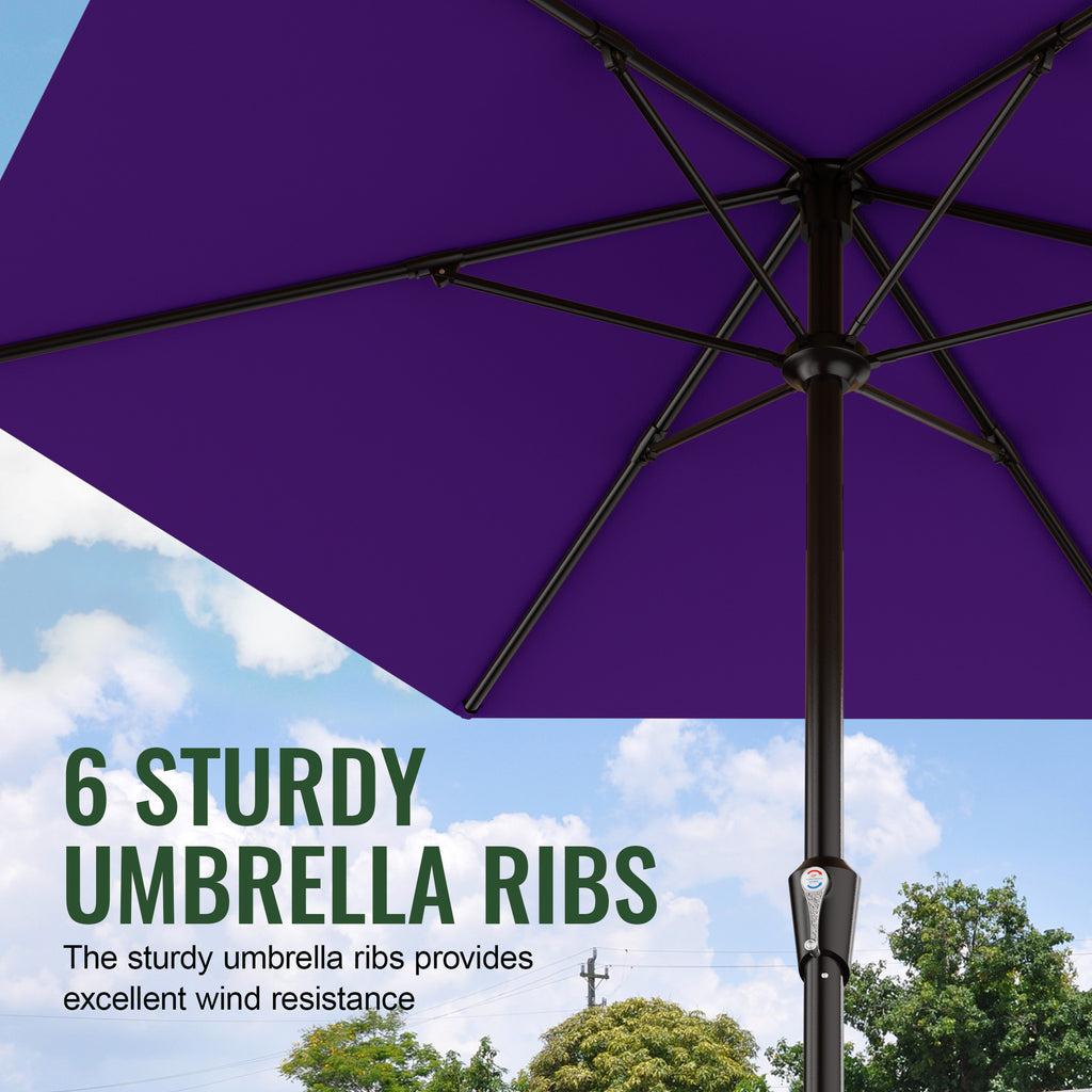 Easthome 9ft Patio Umbrella with Crank Lift System & 6 Sturdy Ribs Waterproof, Patio Table Umbrella Perfect for Poolside, Terrace, Beach and Outdoor Restaurant