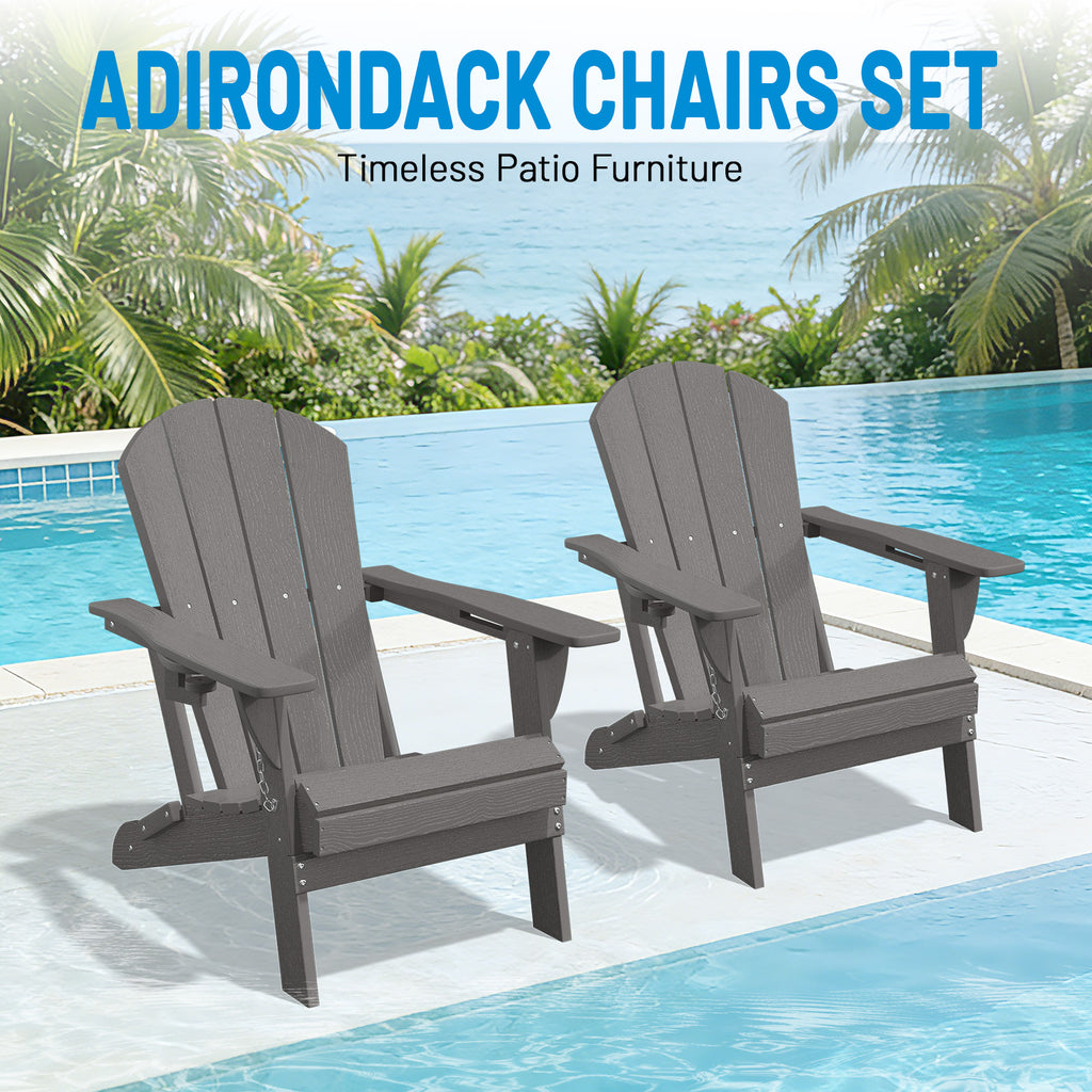 Easthome Adirondack Chair, HDPE All-Weather Outdoor Patio Lounge Chair with Cup Holder & 380lb Capacity for Deck, Garden, Poolside, Backyard