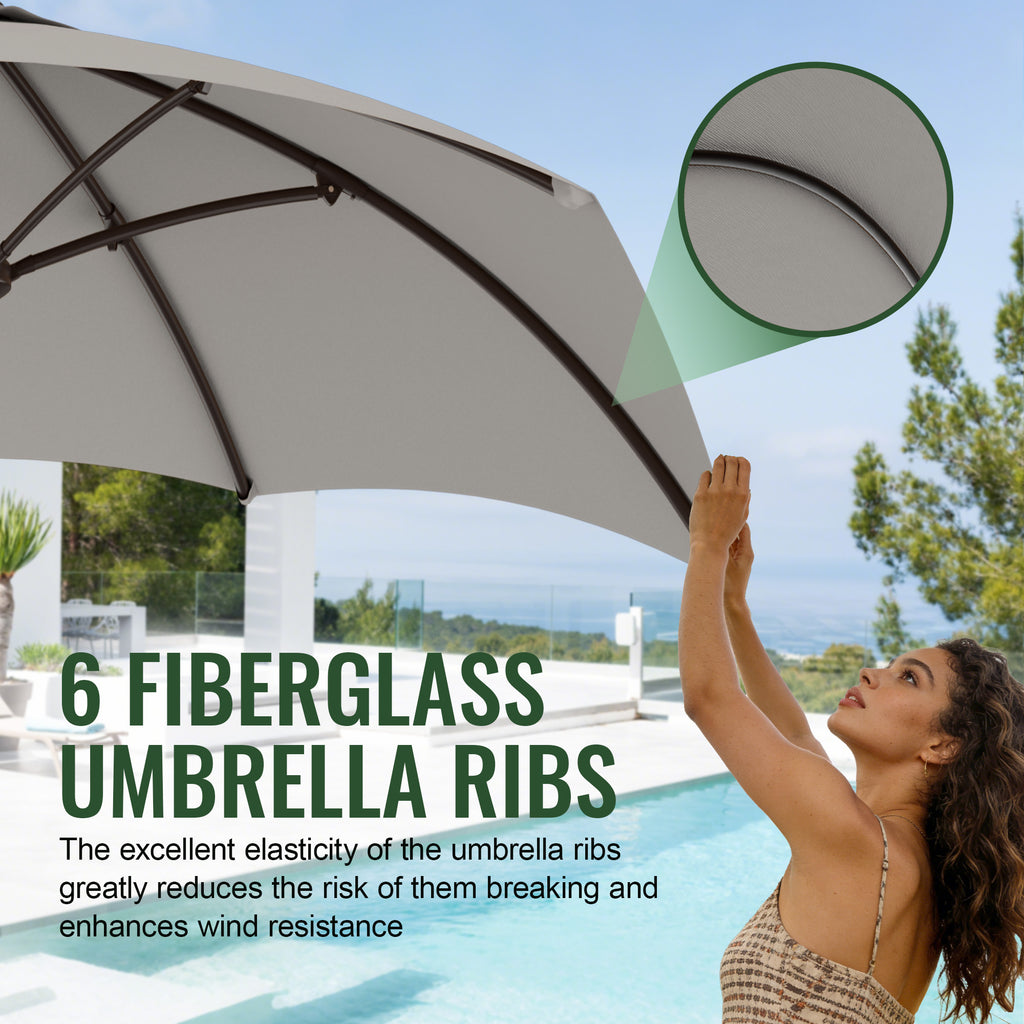 Easthome 7.5' Patio Umbrella Outdoor Table Market Umbrella with Smooth Crank handle, 6 Ribs, Backyard, Poolside, Garden