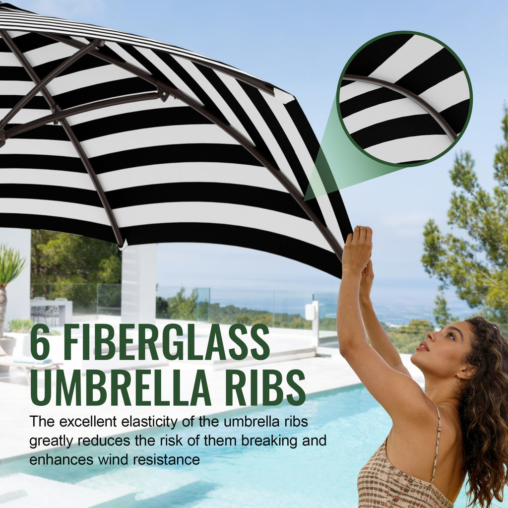 Easthome 7.5' Patio Umbrella Outdoor Table Market Umbrella with Smooth Crank handle, 6 Ribs, Backyard, Poolside, Garden