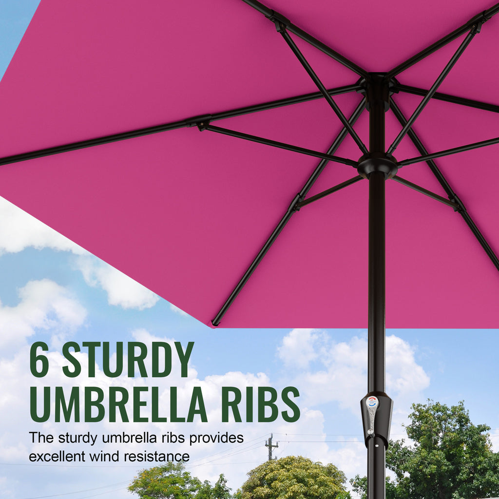 Easthome 9ft Patio Umbrella with Crank Lift System & 6 Sturdy Ribs Waterproof, Patio Table Umbrella Perfect for Poolside, Terrace, Beach and Outdoor Restaurant