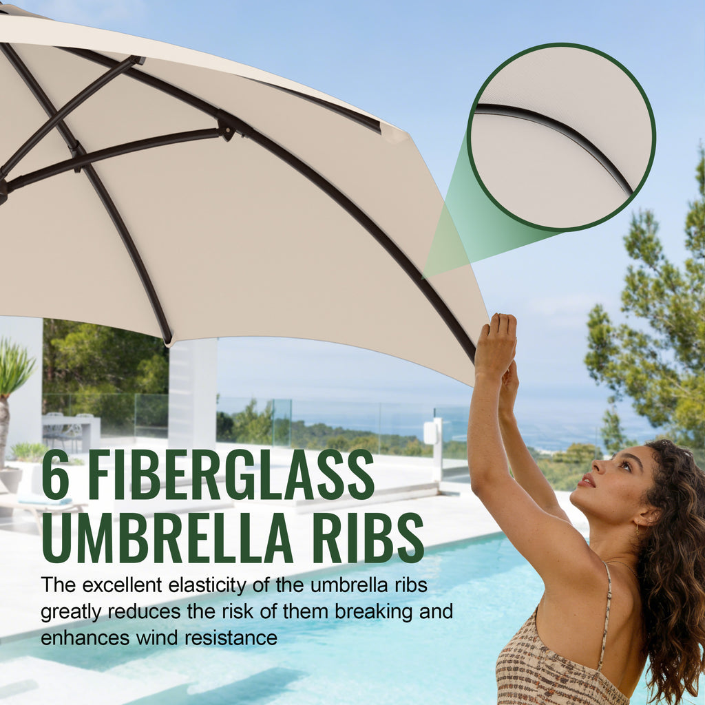 Easthome 7.5' Patio Umbrella Outdoor Table Market Umbrella with Smooth Crank handle, 6 Ribs, Backyard, Poolside, Garden