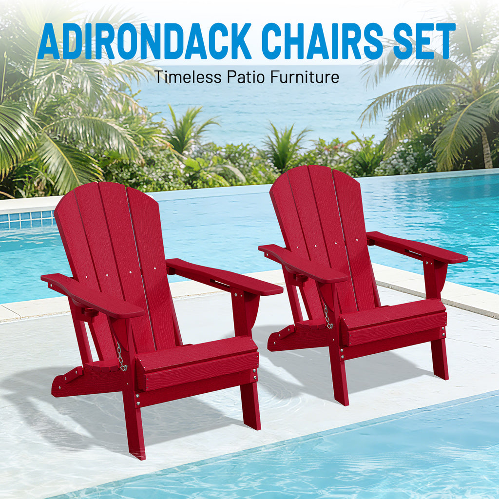 Easthome Adirondack Chair, HDPE All-Weather Outdoor Patio Lounge Chair with Cup Holder & 380lb Capacity for Deck, Garden, Poolside, Backyard