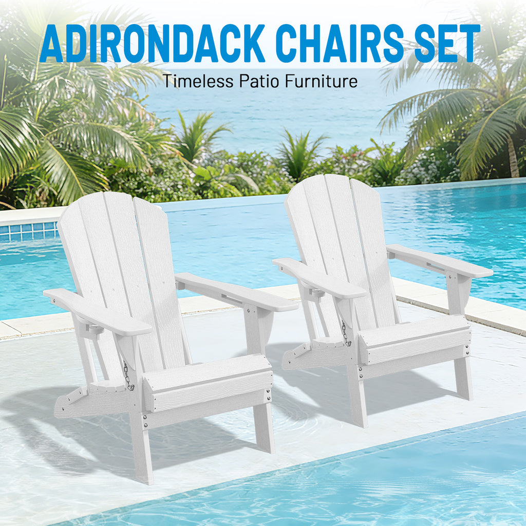 Easthome Adirondack Chair, HDPE All-Weather Outdoor Patio Lounge Chair with Cup Holder & 380lb Capacity for Deck, Garden, Poolside, Backyard