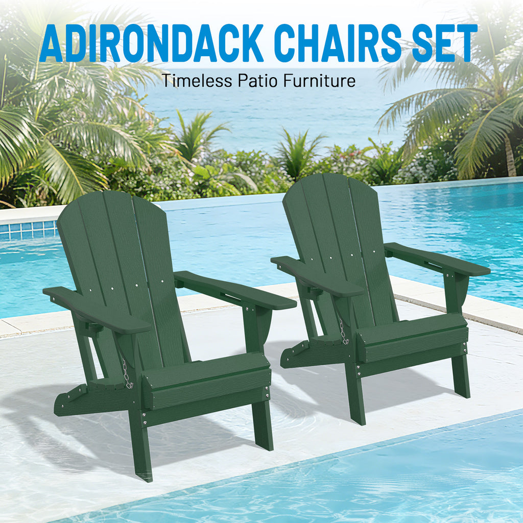Easthome Adirondack Chair, HDPE All-Weather Outdoor Patio Lounge Chair with Cup Holder & 380lb Capacity for Deck, Garden, Poolside, Backyard