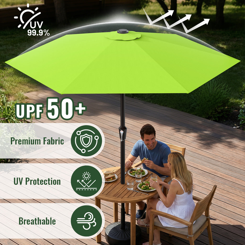 Easthome 9ft Patio Umbrella with Crank Lift System & 6 Sturdy Ribs Waterproof, Patio Table Umbrella Perfect for Poolside, Terrace, Beach and Outdoor Restaurant