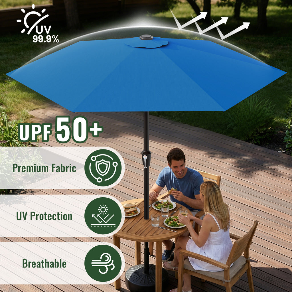 Easthome 9ft Patio Umbrella with Crank Lift System & 6 Sturdy Ribs Waterproof, Patio Table Umbrella Perfect for Poolside, Terrace, Beach and Outdoor Restaurant
