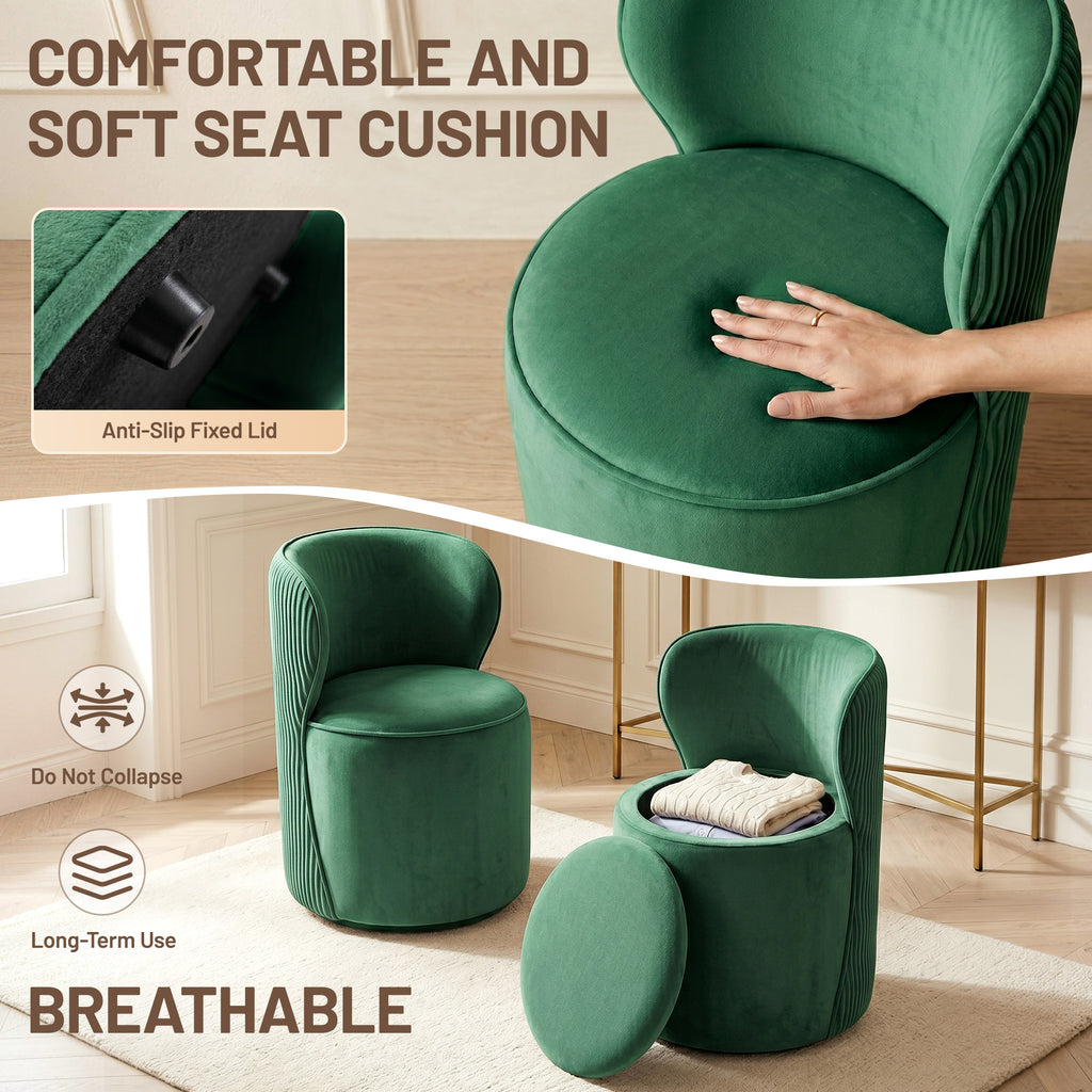 Easthome 360° Swivel Storage Vanity Stool, Hidden Storage Makeup Ottoman Chair for Bedroom, Study, Living Room, Dresser