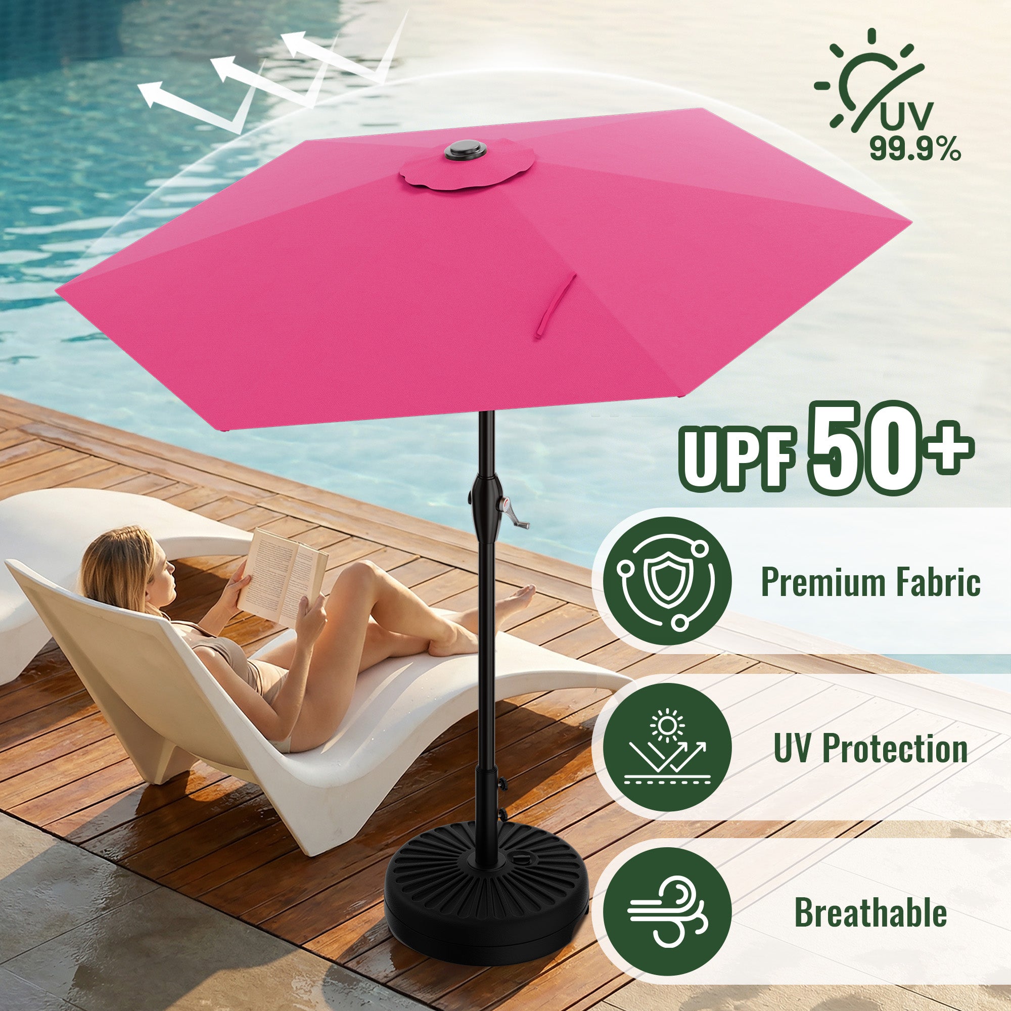 Easthome 7.5' Patio Umbrella Outdoor Table Market Umbrella with Smooth Crank handle, 6 Ribs, Backyard, Poolside, Garden
