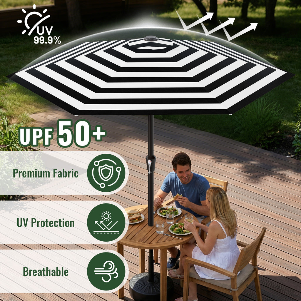 Easthome 9ft Patio Umbrella with Crank Lift System & 6 Sturdy Ribs Waterproof, Patio Table Umbrella Perfect for Poolside, Terrace, Beach and Outdoor Restaurant
