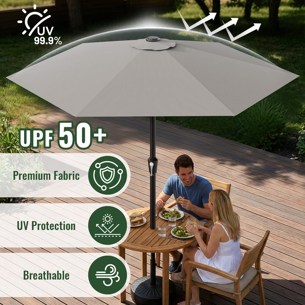 Easthome 9ft Patio Umbrella with Crank Lift System & 6 Sturdy Ribs Waterproof, Patio Table Umbrella Perfect for Poolside, Terrace, Beach and Outdoor Restaurant