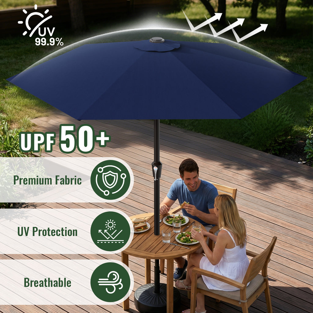 Easthome 9ft Patio Umbrella with Crank Lift System & 6 Sturdy Ribs Waterproof, Patio Table Umbrella Perfect for Poolside, Terrace, Beach and Outdoor Restaurant