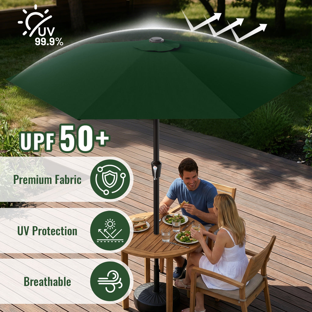 Easthome 9ft Patio Umbrella with Crank Lift System & 6 Sturdy Ribs Waterproof, Patio Table Umbrella Perfect for Poolside, Terrace, Beach and Outdoor Restaurant