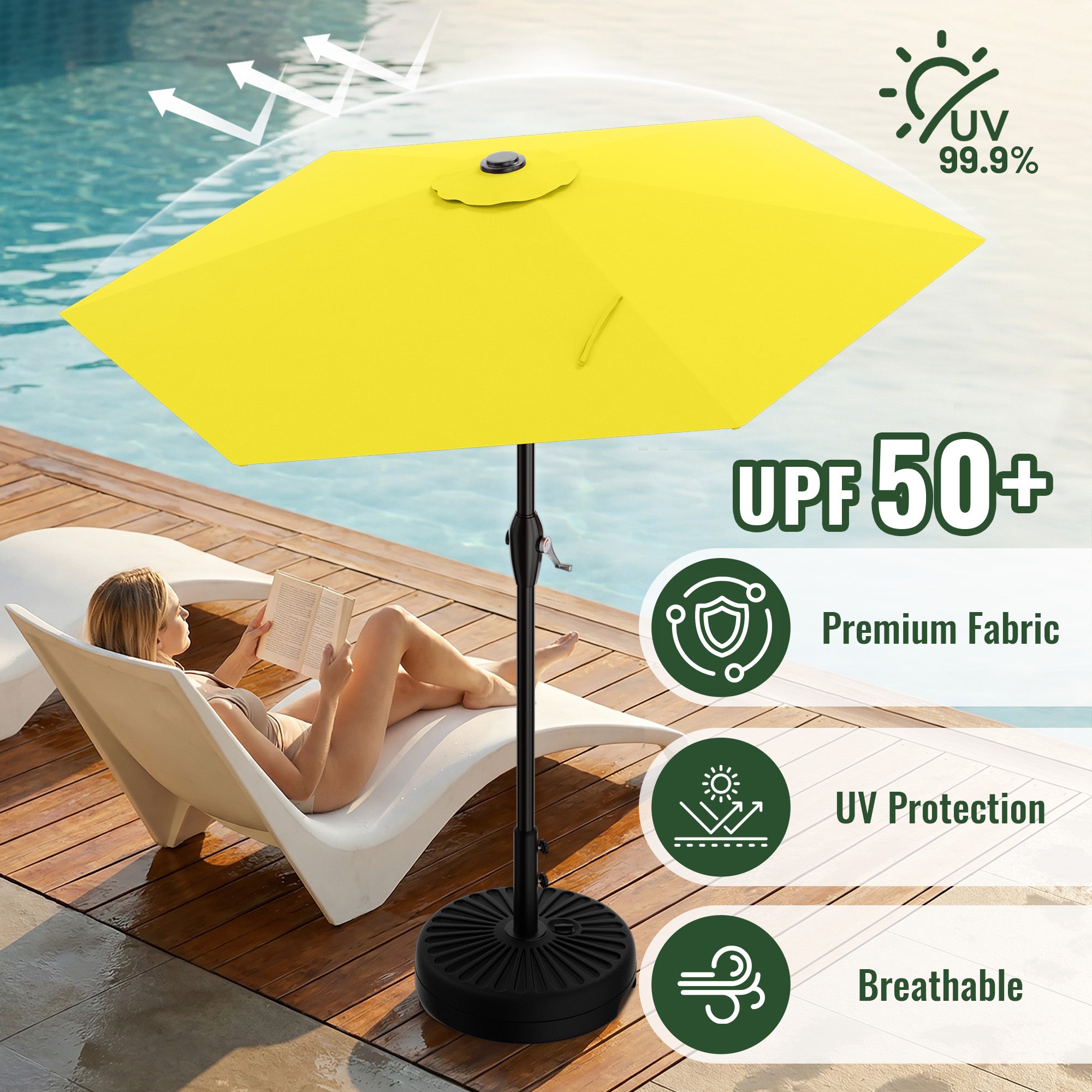 Easthome 7.5' Patio Umbrella Outdoor Table Market Umbrella with Smooth Crank handle, 6 Ribs, Backyard, Poolside, Garden