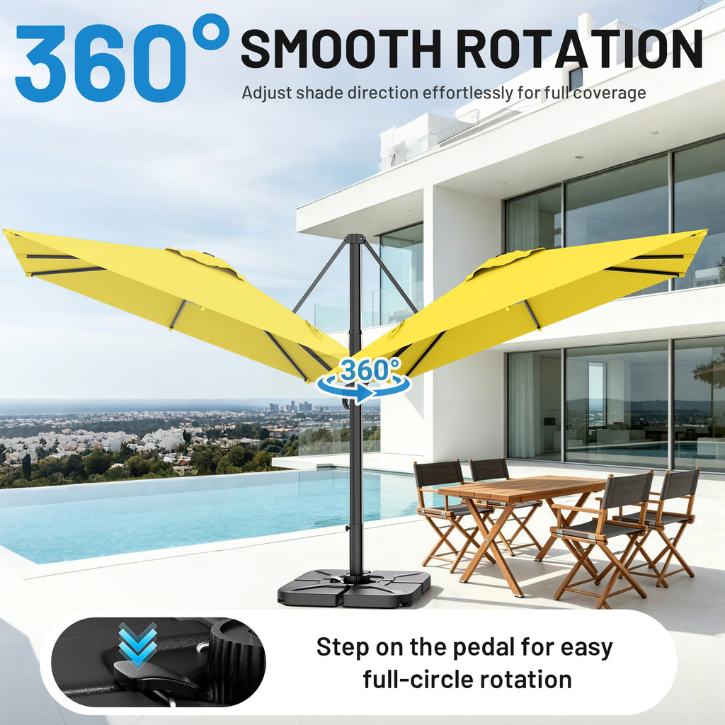 Easthome 10 × 10FT Square Cantilever Patio Umbrella, 360° Rotating Offset Umbrella with Crank, 8 ribs, Outdoor Hanging Roman Umbrella for Garden Deck Backyard