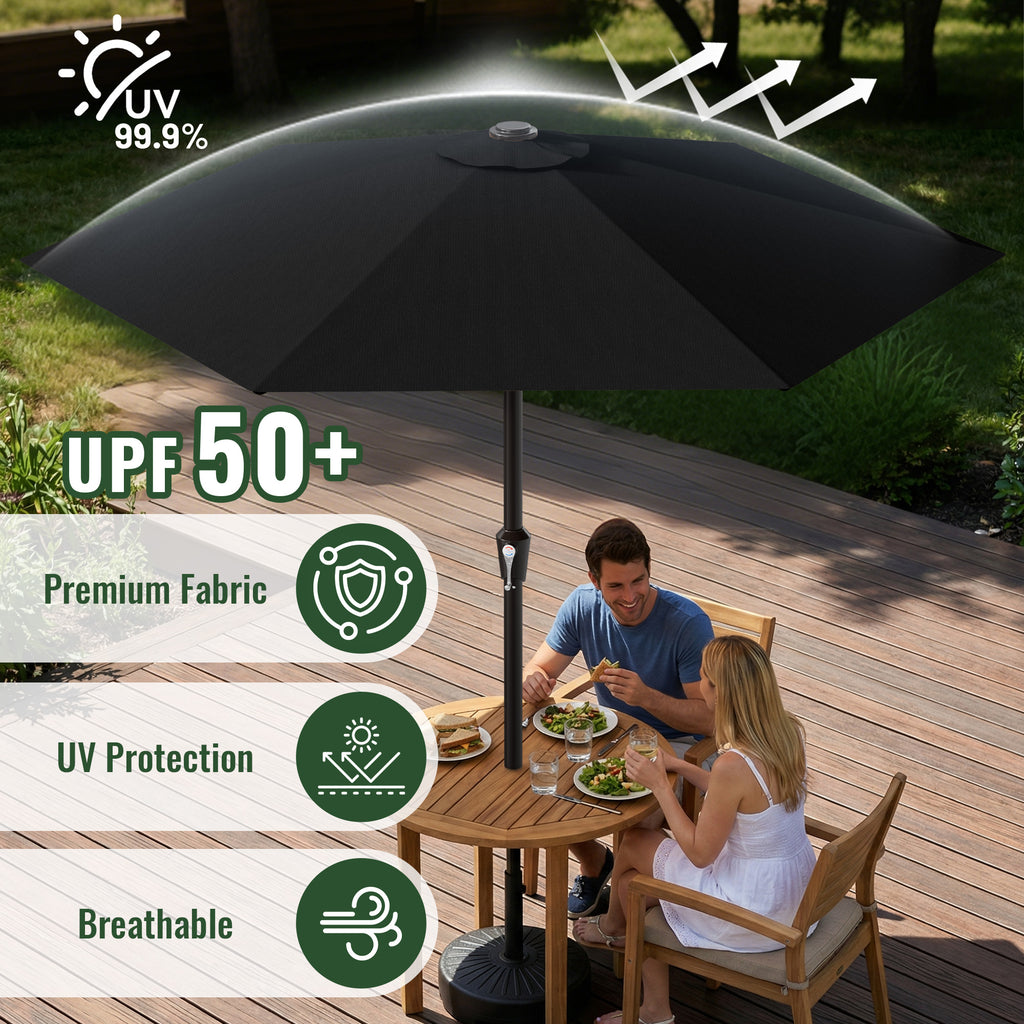 Easthome 9ft Patio Umbrella with Crank Lift System & 6 Sturdy Ribs Waterproof, Patio Table Umbrella Perfect for Poolside, Terrace, Beach and Outdoor Restaurant