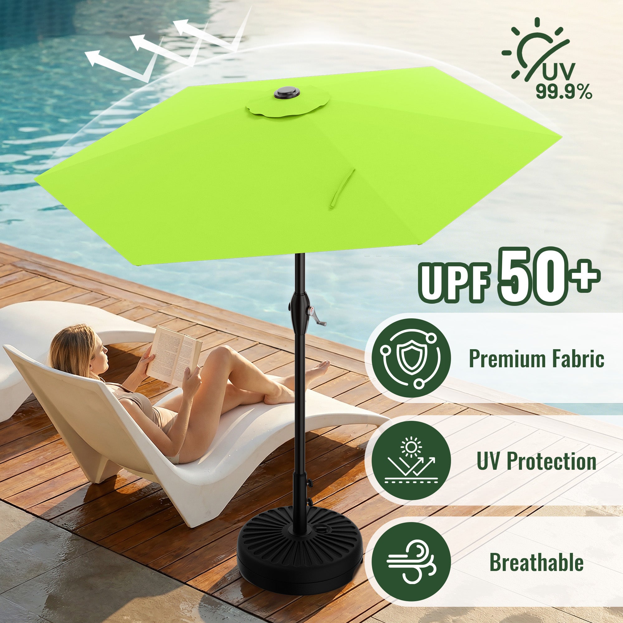 Easthome 7.5' Patio Umbrella Outdoor Table Market Umbrella with Smooth Crank handle, 6 Ribs, Backyard, Poolside, Garden