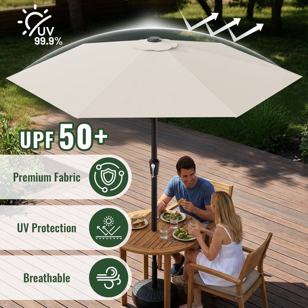 Easthome 9ft Patio Umbrella with Crank Lift System & 6 Sturdy Ribs Waterproof, Patio Table Umbrella Perfect for Poolside, Terrace, Beach and Outdoor Restaurant