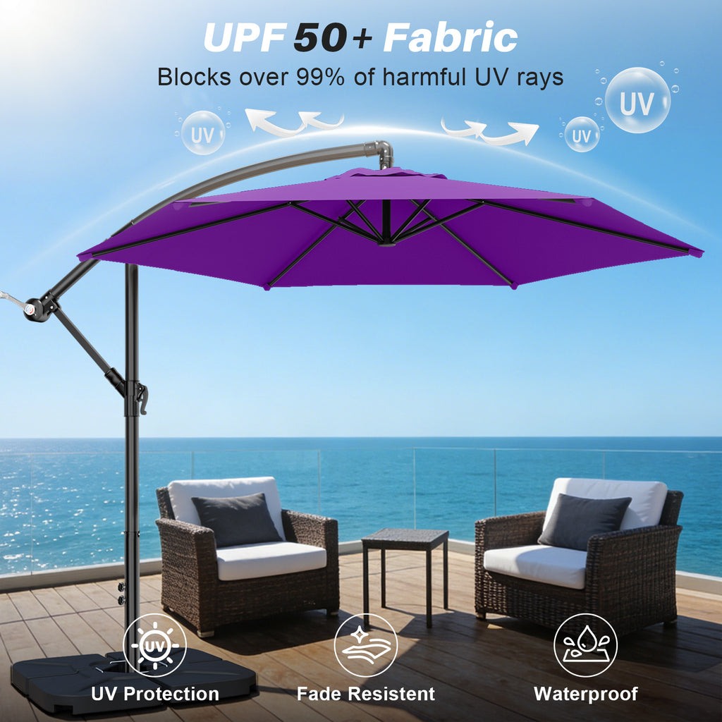 Easthome 10ft Offset Hanging Market Patio Umbrella for Backyard, Poolside, Lawn and Garden w/Easy Tilt Adjustment, Polyester Shade, 6 Ribs