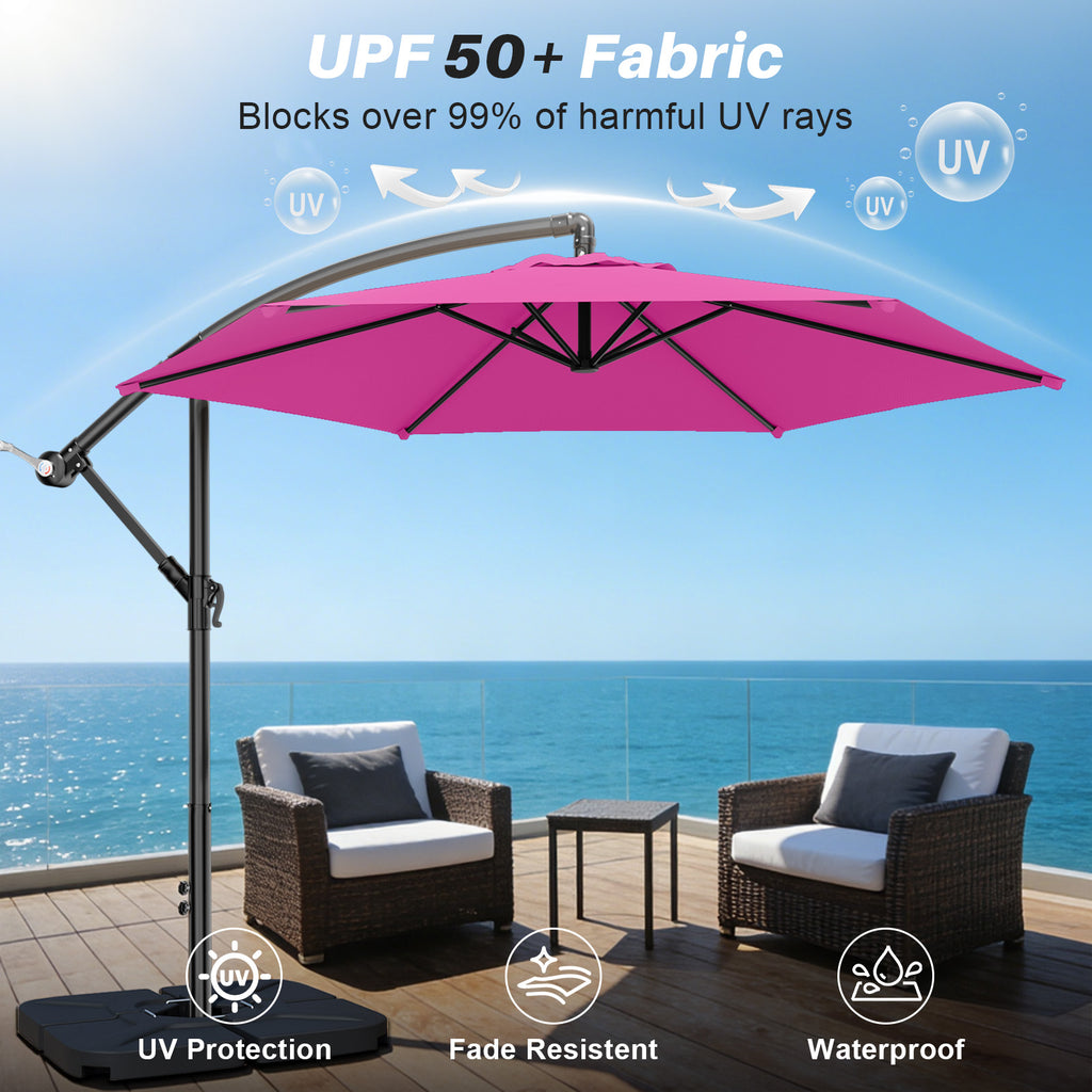 Easthome 10ft Offset Hanging Market Patio Umbrella for Backyard, Poolside, Lawn and Garden w/Easy Tilt Adjustment, Polyester Shade, 6 Ribs